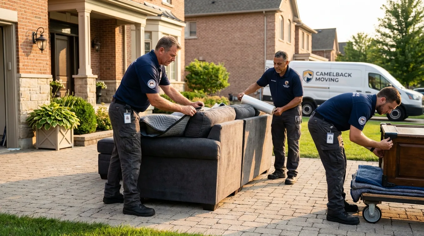 Large estate moving crew wrapping furniture in Fletcher, OK